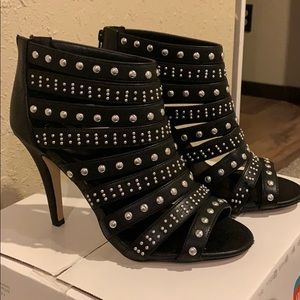 Black/silver bling heels